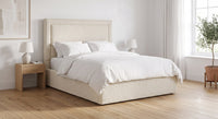 The Camden ottoman storage bed in Cream Boucle