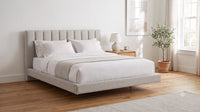 The Fitzrovia platform bed in Grey Linen Weave
