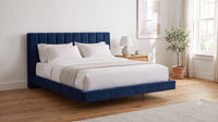 The Fitzrovia platform bed in Navy Velvet