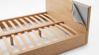 The Marylebone construction - timber frame, sprung slats and padded headboard