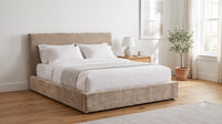The Marylebone bed in Mink Chenille