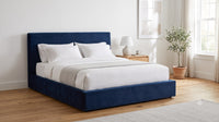 The Marylebone bed in Navy Velvet