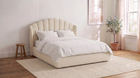 The Primrose scalloped bed in Cream Boucle