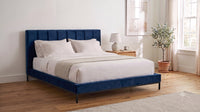 The Shoreditch industrial bed in Navy Velvet